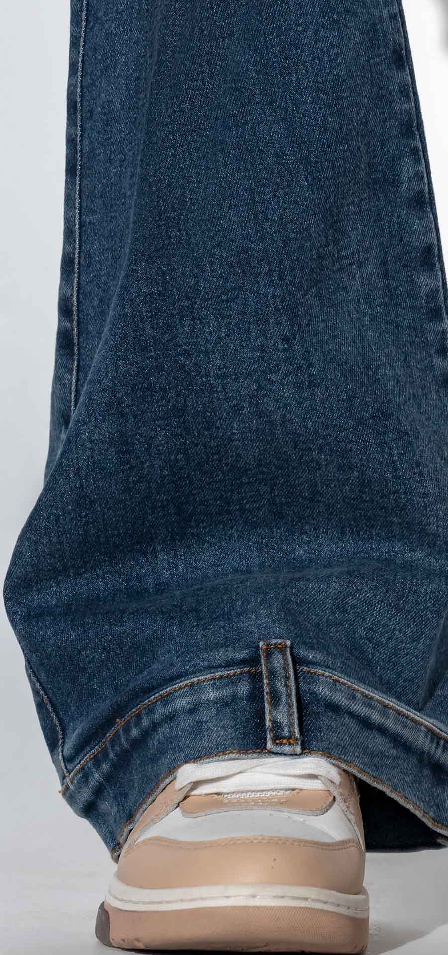 Ref.700-1727 Jeans Palazzo. Tiro alto 1 botón. Tono azul medio