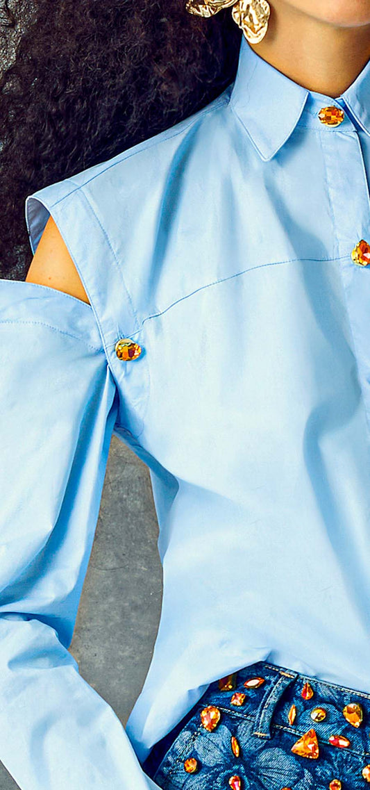 Ref. BFW-043 Camisa Caño Cristales, hombro suelto, material Poliester