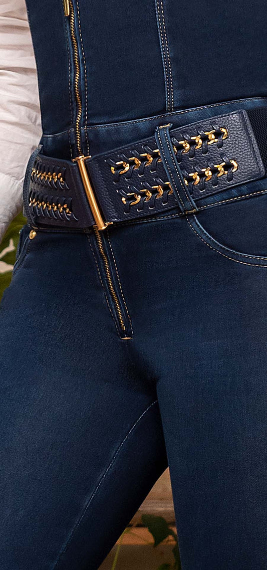 Ref. 700-1662 Jean costillero bota recta. Tono azul medio.