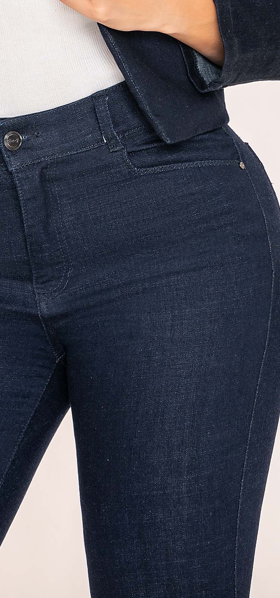 Ref. 700-1665 Jeans bota campana. Tiro alto 1 botón. Tono azul industrial