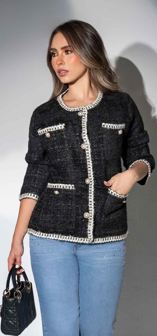 Ref. V-032 Chaqueta manga larga amplia. Tono negro