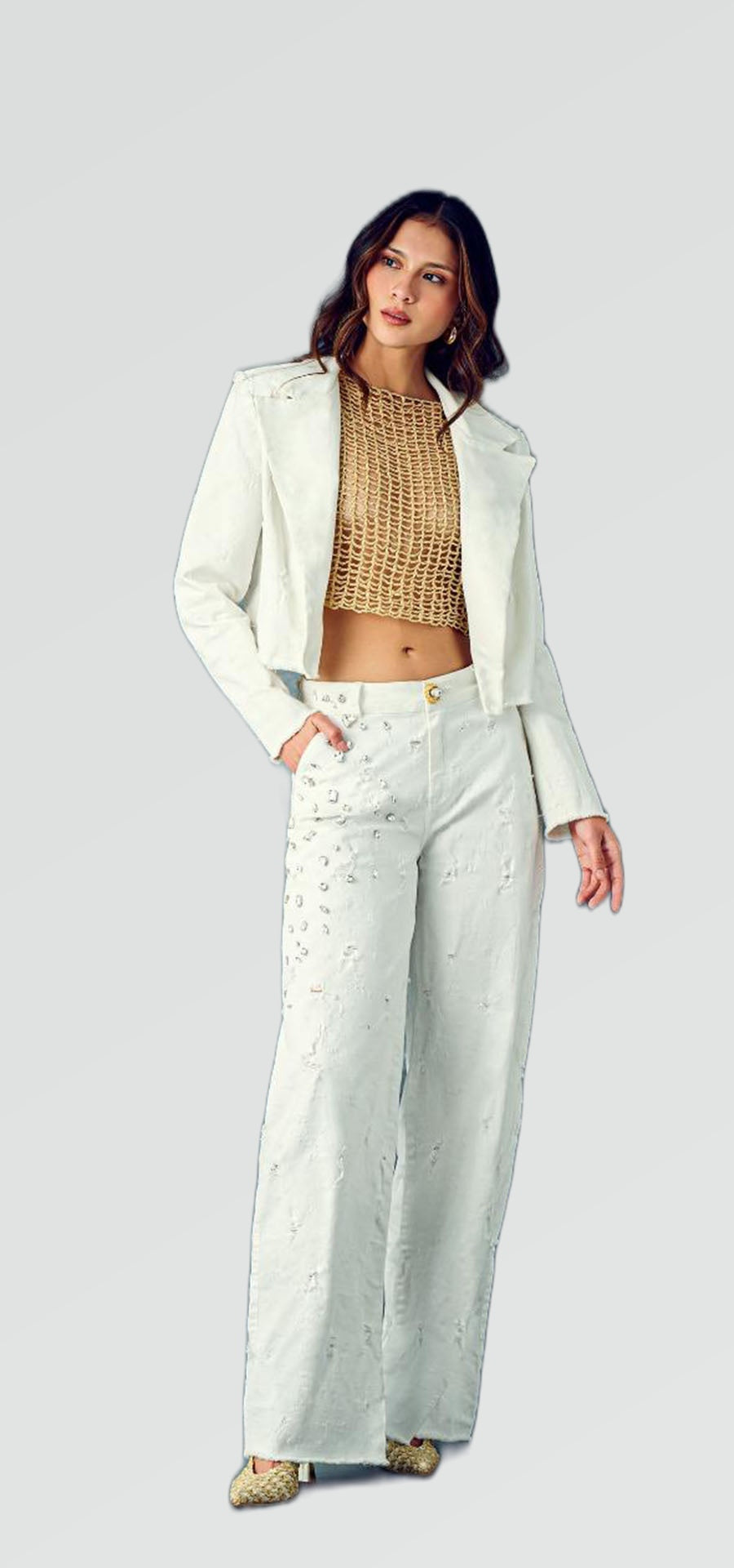 Chaqueta El Poporo. Composición 98/2. Tono blanco. Ref. BFW-039