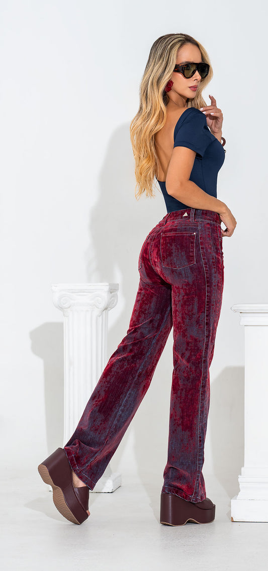 Jean Semi Palazzo Rojo Gamuzado – Ref. 700-1886, vista 2