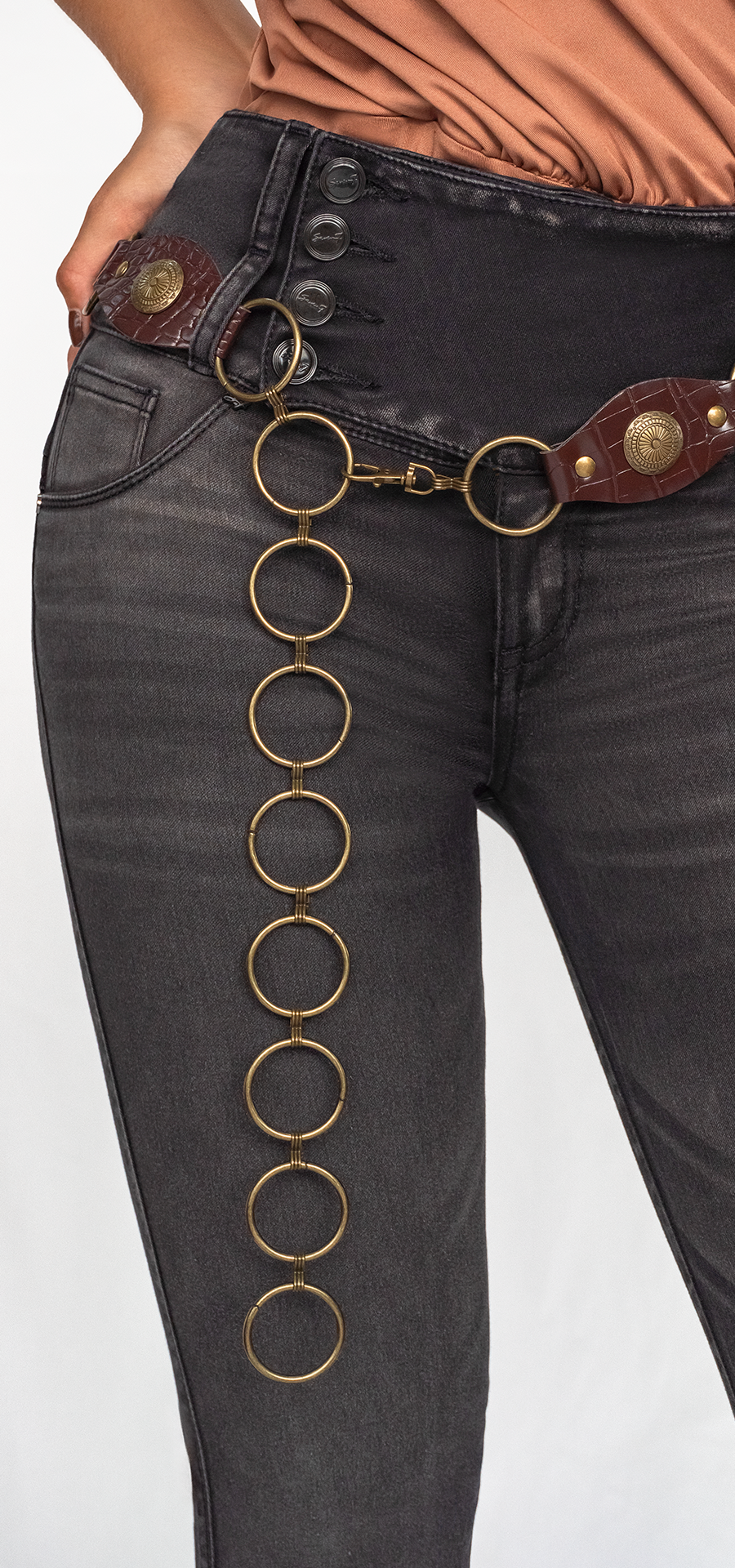 Ref. 700-1759 Jeans bota campana. Pretina alta control abdomen. Tono gris