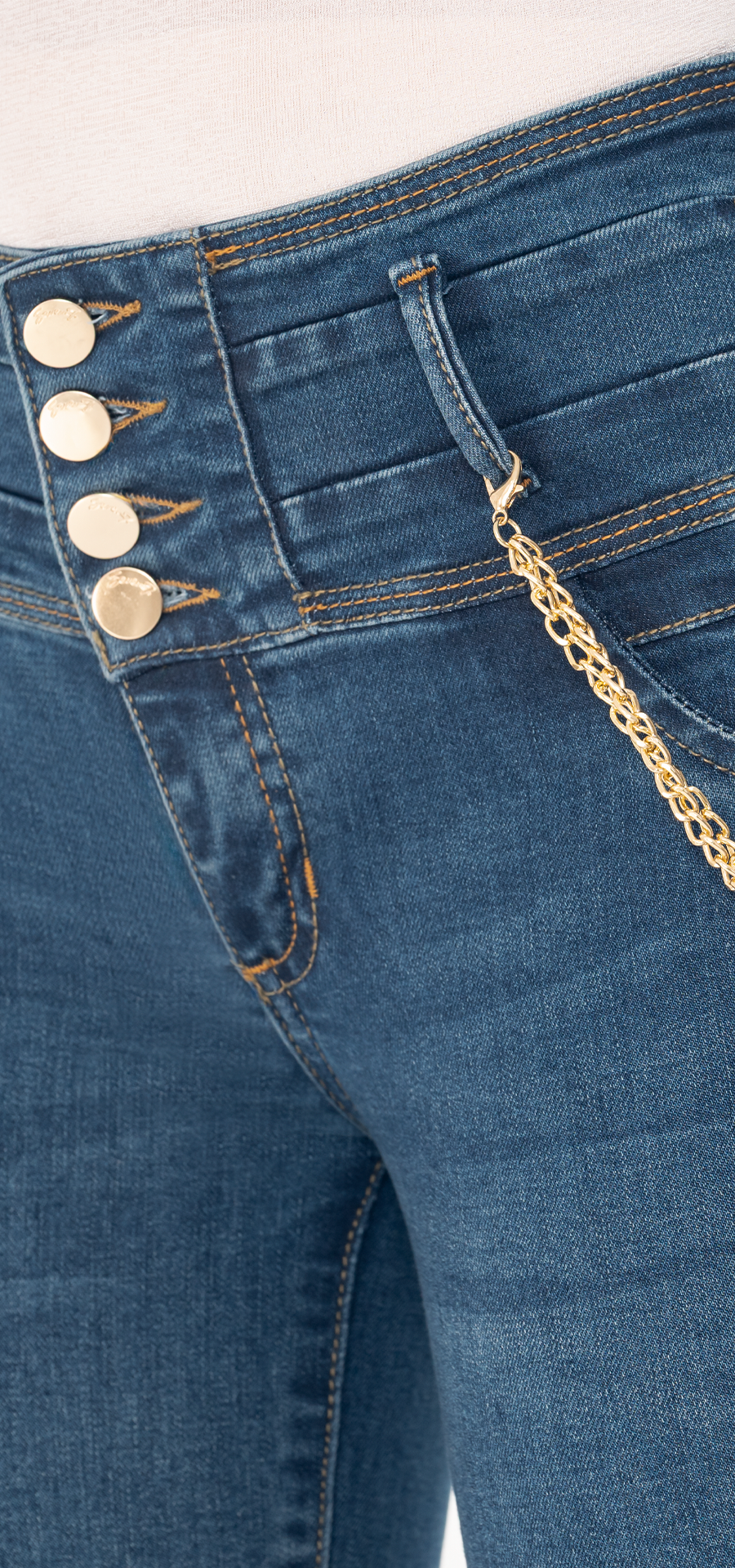 Ref. 700-1795 Tube-leg jeans. High-rise tummy control waistband. Medium blue wash.