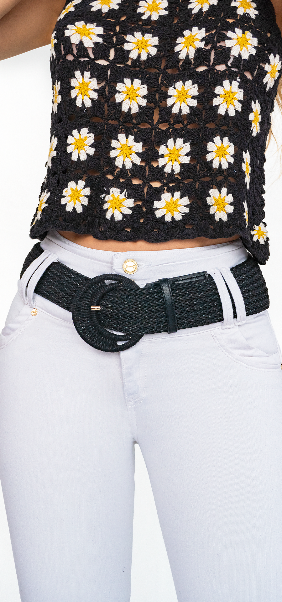 Ref. 700-1804 Jeans bota tubo. Pretina alta control abdomen. Tono blanco