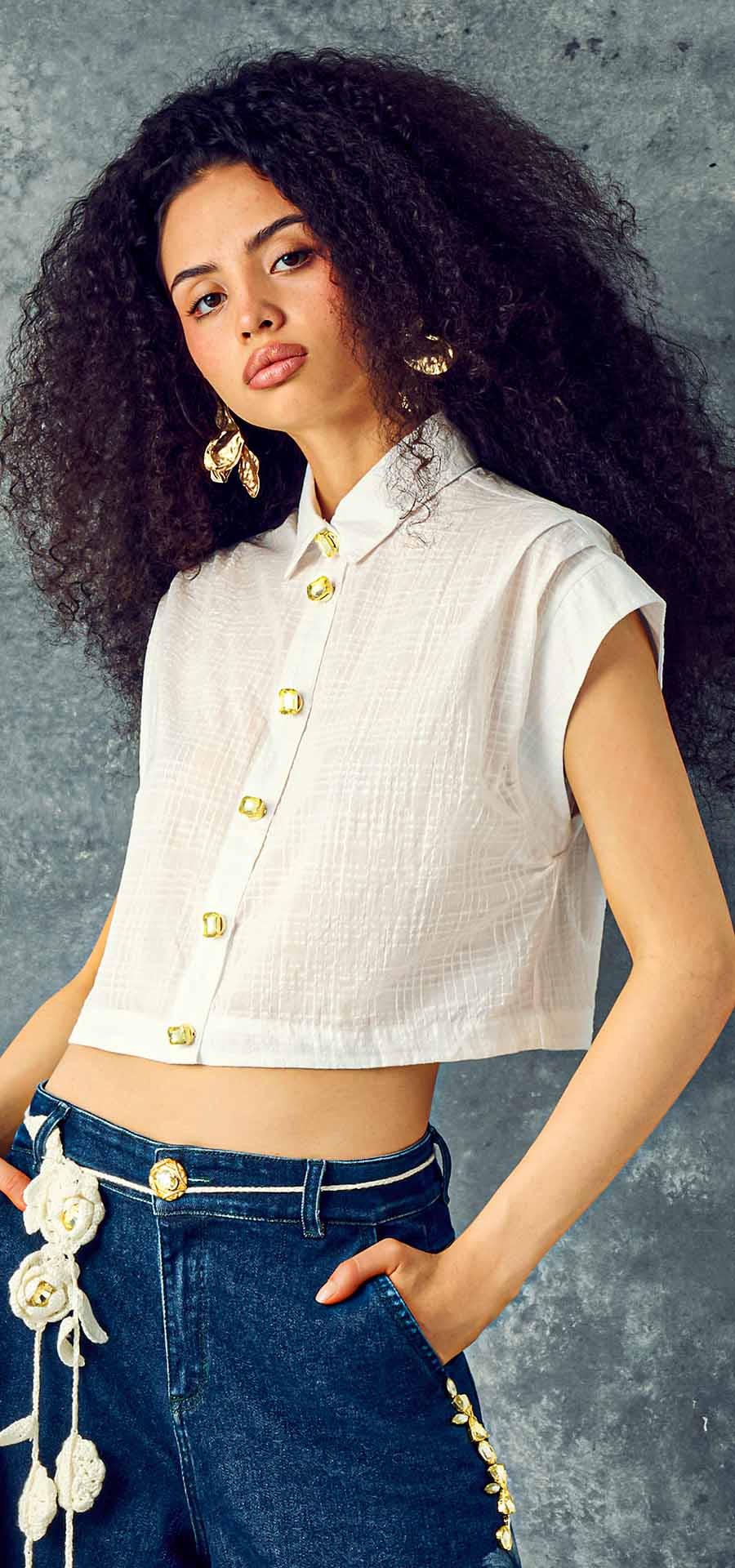 Ref. BFW-047 Camisa Orquidea Mariposa. Composición cañamo