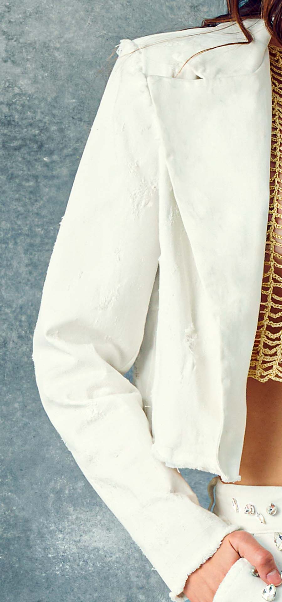 Ref. BFW-039 Chaqueta El Poporo. Composición 98/2. Tono blanco