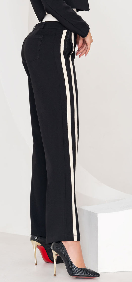 Ref. R-031 Pantalón Palazzo. Tiro alto 1 botón. Lino liviano rígido. Tono negro