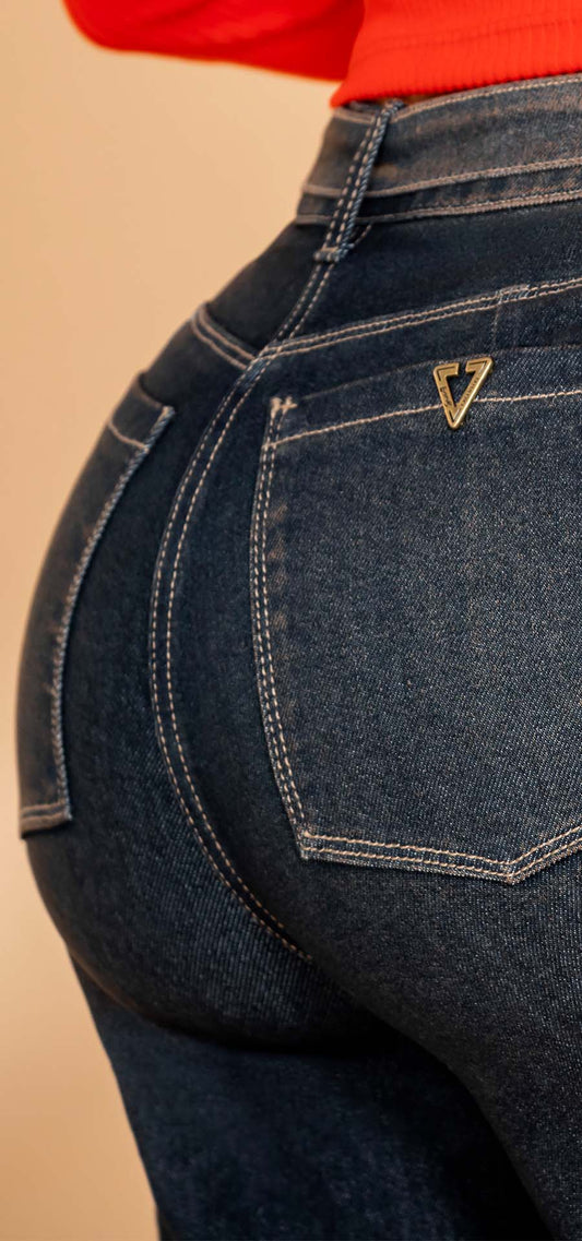 Ref. 700-1609 Jeans palazzo. Tiro alto 1 botón. Tono azul claro