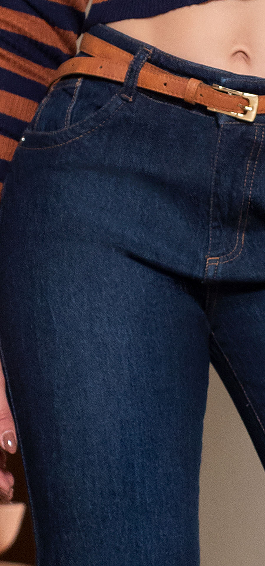 Ref. 700-1684 Jeans palazzo. Tiro alto 1 botón. Tono azul industrial