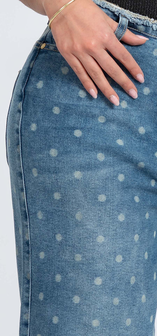 Ref. 700-1654 Jeans palazzo. Tiro alto 1 botón. azul claro