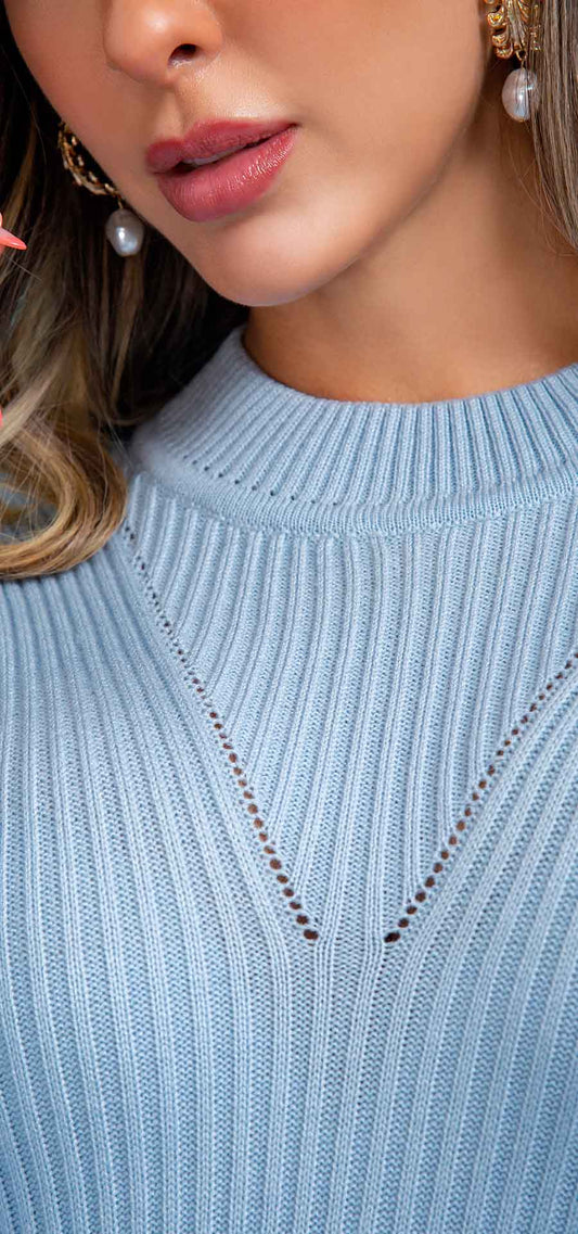 Ref. P-492 Saco suelto tejido. Tono azul bebe