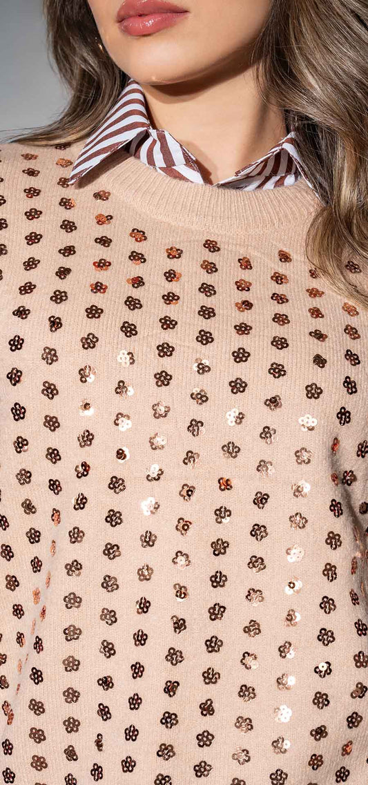 Ref. V-035 Sueter amplio manga larga. Tono Peach