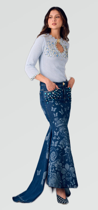 Ref. BFW-034 El Tesoro Skirt. Composition Denim 98/2