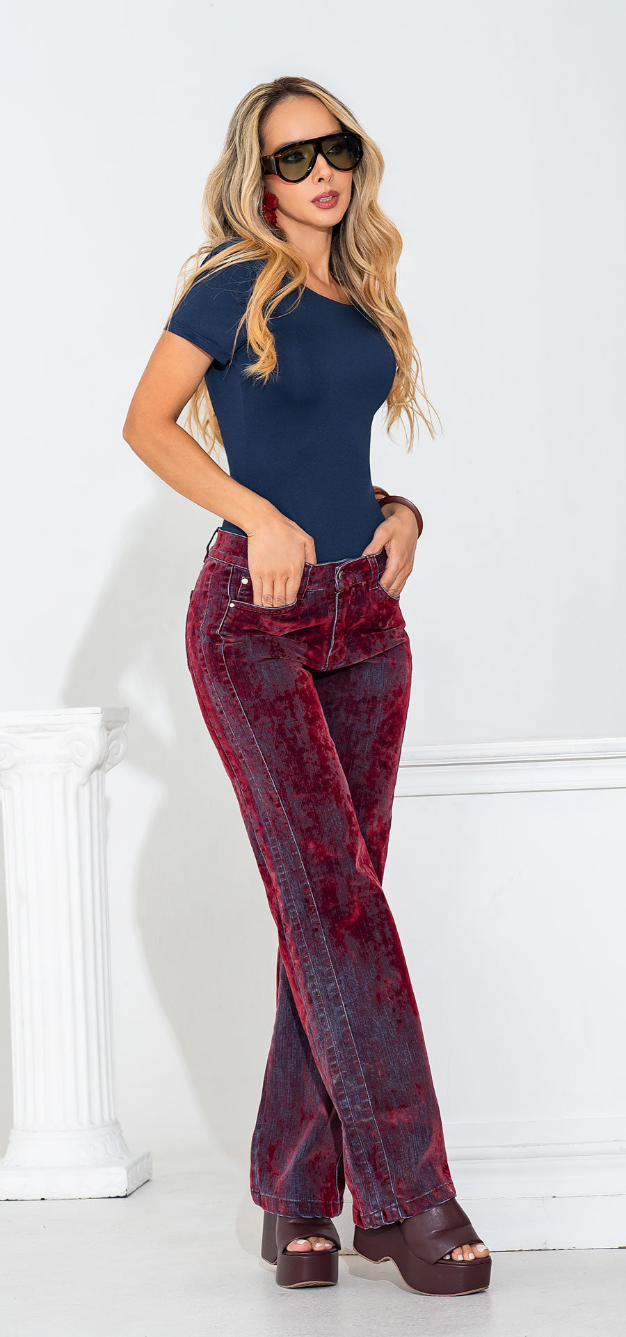 Jean Semi Palazzo Rojo Gamuzado – Ref. 700-1886, vista 1