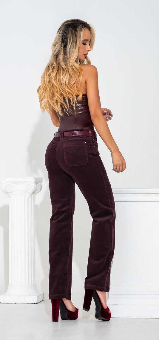 Pantalón Recto Borgoña en Corduroy – Ref. 700-1901, vista 2